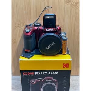Kodak PixPro AZ401 16MP Red Digital Camera Tested Works